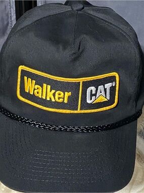 Walker Cat Trucker Hat Cap  Snapback CAT Black Patch Logo Machinery Rope
